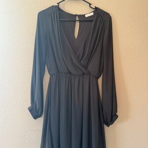 Lush Olive Green Long Sleeve Dress